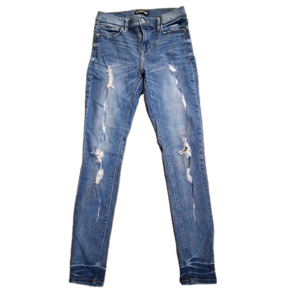 Women's Express Ultimate Stretch Jegging Destructed Skinny Jeans Size 4 - Picture 1 of 8